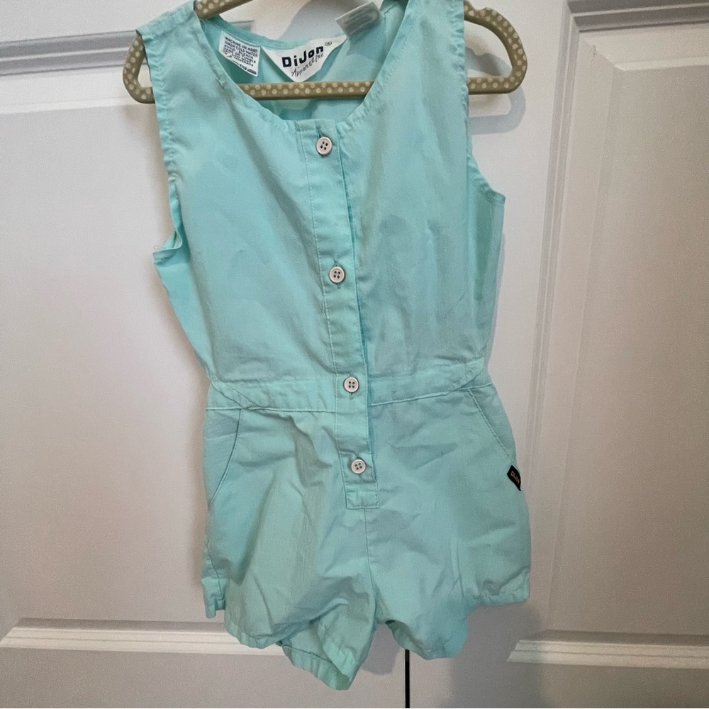 Vintage Dijon Toddler Girl Blue Open Back Romper Size 2T-3T